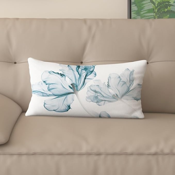 Textured Modern Minimalist Pillow Cover with Creative Floral Print, Digital-Printed Square Cushion Cover for Living Room Sofa (24 * 32inch-03027)
