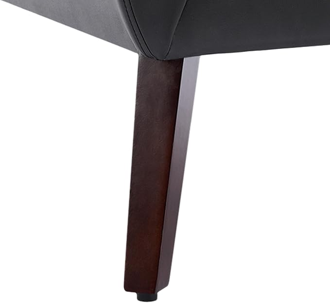 UIXE PU Leather Accent Chairs Set of 2, Modern Arm Club Chair Upholstered Armchair for Living Room, Comfy Single Sofa Seats Button Tufted Reading Seating, Black