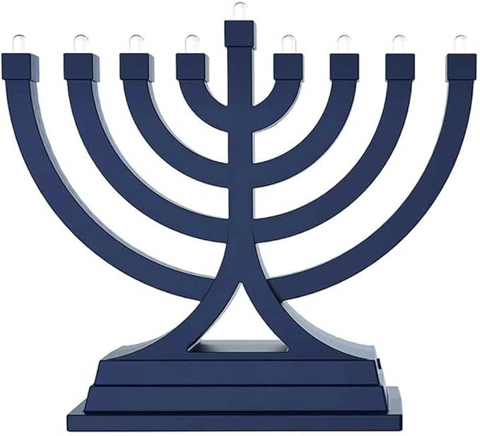 Zion Judaica Multi-Pack Mini LED Hanukkah Menorah Battery or USB Operated Hanukkiah Multiple Lights Settings Menoirah Lights On The Go Hanukkiah Chanukah Decorations Lights Hanukah Toy Gift (Blue)