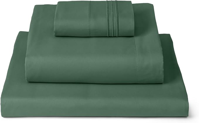 Mellanni Twin XL Sheets Set - 3 PC Iconic Collection Bedding - Hotel Luxury, Extra Soft, Cooling Bed Sheets - Wrinkle, Fade, Stain Resistant (Twin Extra Long, Emerald Green)