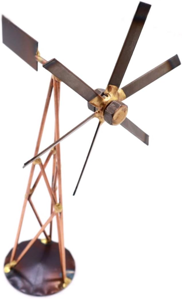Windmill Collectible Handmade Metal Art Figurine, Desk Accessories, Trophy, Boss Gift, Office Décor, Home Office