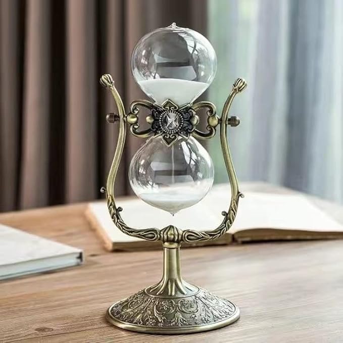 Hourglass Timer, 15 Minutes Hourglass Timer,Hourglass Desk Decor,Embossed Golden Hourglass Timer,Used for Vintage Home Decoration, Office Decoration, Kitchen Wedding Gifts (C)