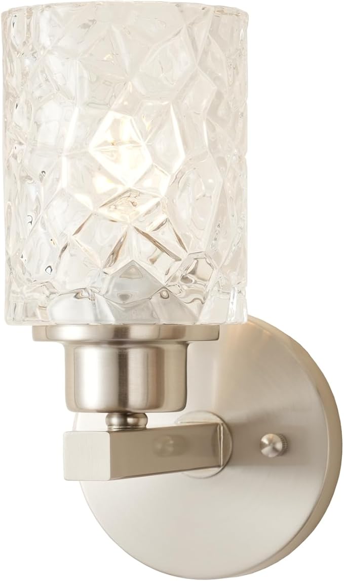 ALICE HOUSE Brushed Nickel Wall Sconce, Farmhouse Bathroom Wall Lamp, Modern Wall Lighting for Living Room Bedroom Hallway AL9082-W1