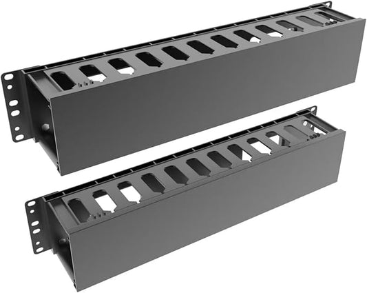 2 Pack of 2U Plastic Cable Management Organizer 12 Slots Horizontal 19" Rack Mount Cable Manager Disassembled