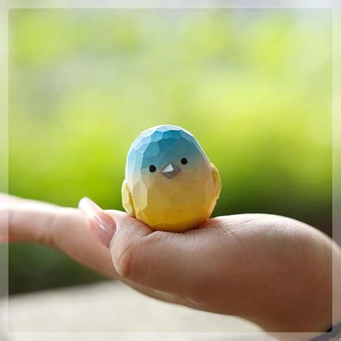 Bird Figurines Small Bird Figurines Home Decor Hand Carved Painted Wooden Statues for Home Decor, Gift for Bird Lovers,Housewarming, Birthday, Christmas (Blue)