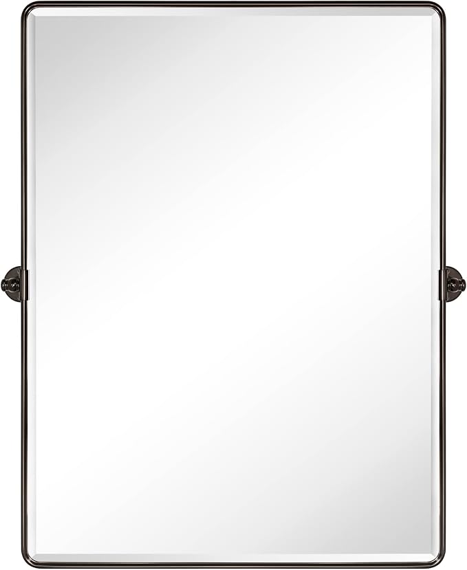 TEHOME Pivot Mirror Oil Rubbed Bronze Tilt Mirror Large Metal Framed Rectangle Tilting Beveled Vanity Mirrors for Wall, Vertical Hanging, Overall 34.14 x 40 inches (Mirrror 30 x 40 inches)