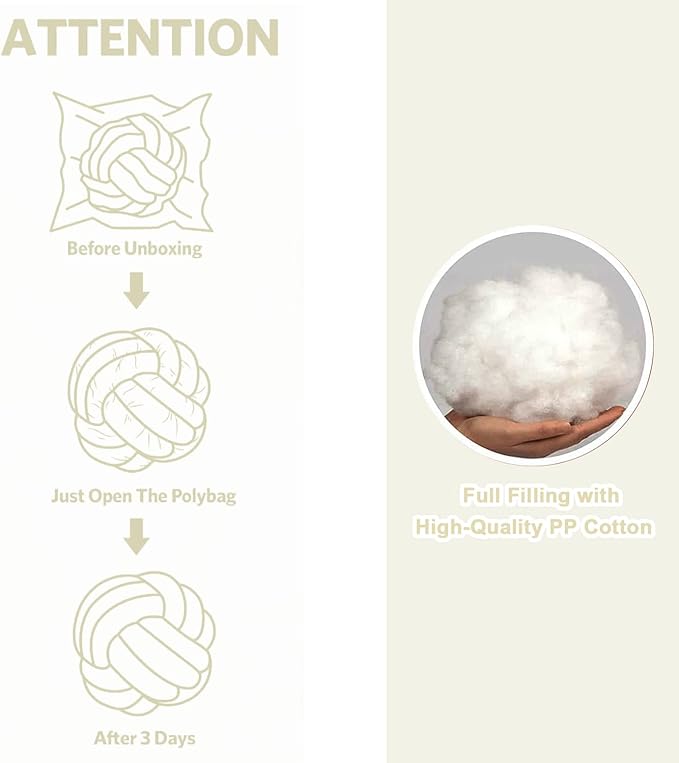 Petrella Knot Pillows Ball Round Throw Pillows Home Decor Cushion Decorative Aesthetic Throw Pillows,White 8inch