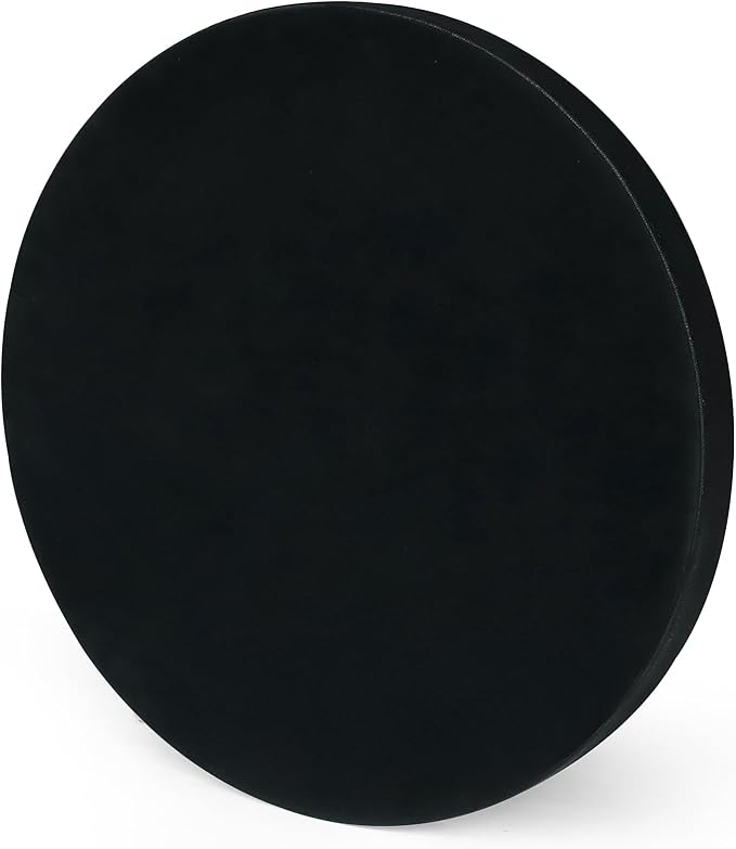 HofferRuffer Large Round Serving Tray 24'', Elegant Faux Leather Circle Ottoman Table Tray, Serve Tea Coffee Breakfast in Bedroom Living Room Kitchen (Classic Black)