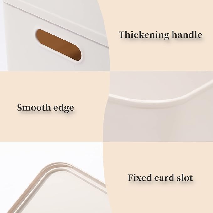 Plastic Storage Baskets With Lid Organizing Container Lidded Knit Storage Organizer Bins for Shelves Drawers Desktop Closet Playroom Classroom Office (4M+2S, Light grey)