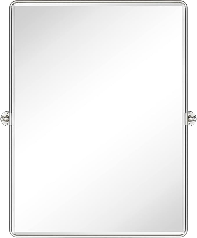 TEHOME Pivot Mirror Brushed Nickel Vanity Mirror Large Black Metal Framed Rectangle Tilting Beveled Vanity Mirrors for Wall, Vertical Hanging, Overall 34.14 x 40 inches (Mirrror 30 x 40 inches)