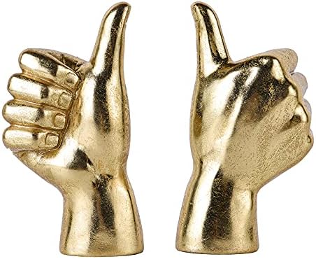 Gold Decor “Good Job” “Thumb Up” ASL Hand Sign, Classic Gesture Hand Sculpture for Christmas New Year Birthday 8.46 inch Polyresin Figurine