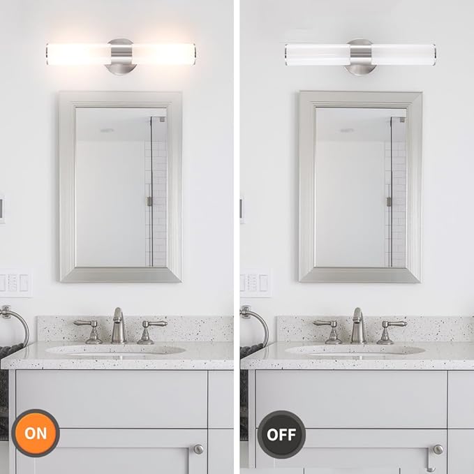 Brushed Nickel Wall Sconces Set of 2, Modern Bathroom Sconces with Mikly White Glass, Sconces Wall Decor Set of Two, Vanity Light Fixture over Mirror, Hardwired Wall Mount Lamps for Bedroom Hallway