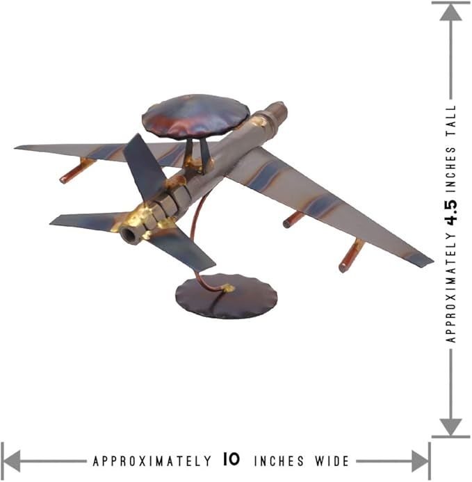 AWACS Plane Collectible Handmade Metal Art Figurine, Desk Accessories, Trophy, Boss Gift, Home Office Décor, Airplane