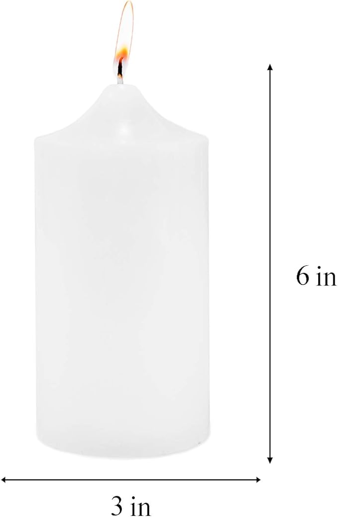 Super Z Outlet Unscented Pillar Candles for Weddings, Home Decoration, Relaxation, Spa, Smokeless Cotton Wick (1, White, 3"x6")
