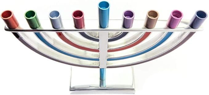 Yair Emanuel Hanukkah Menorah Classic Style Colored Branches (Multi Color, Large)