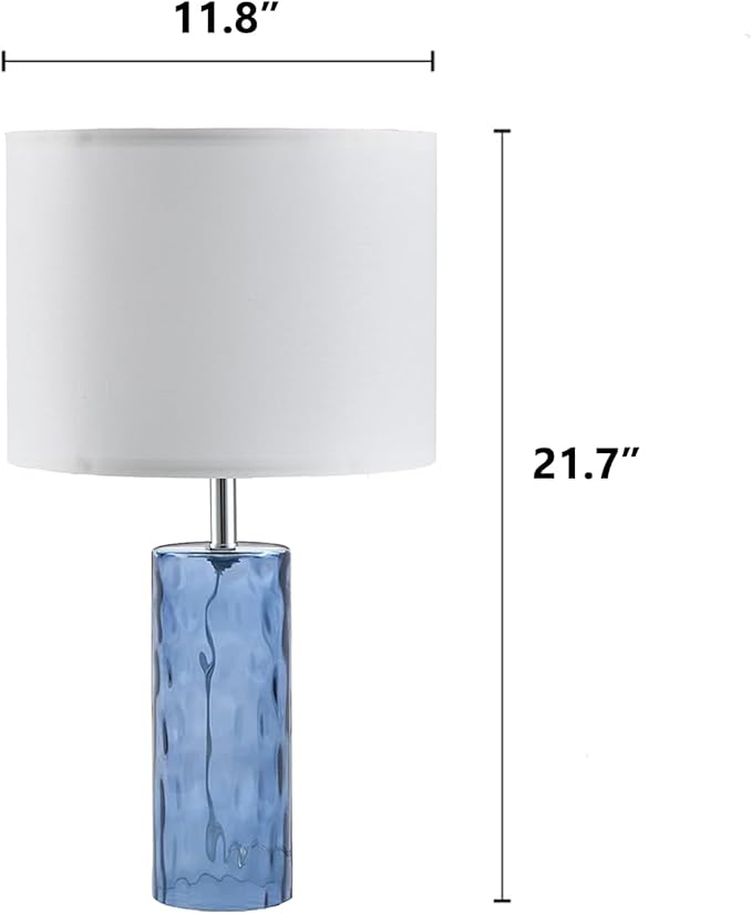 21.7" Modern Glass Table Lamps Set of 2 for Bedroom, Ocean Wavy Style Base with 3 Color Temperatures Bedside Lamps for Coastal Living Room Night Stands End Tables Farmhouse