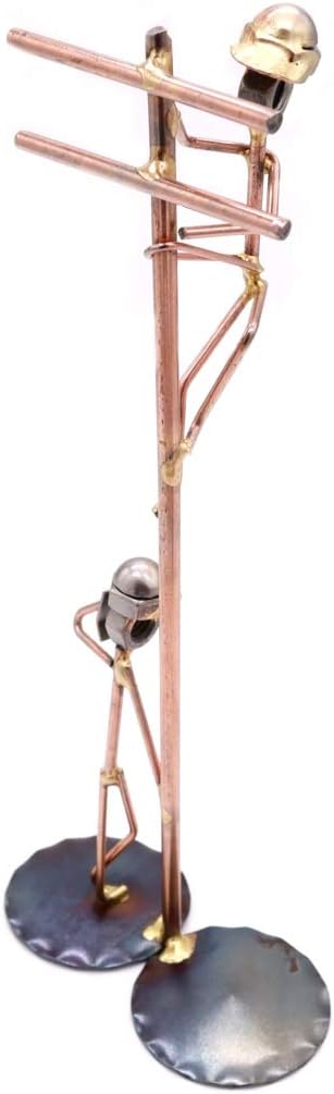 Lineman with Boss Collectible Handmade Metal Art Figurine, Desk Accessories, Trophy, Boss Gift, Office Décor, Climber