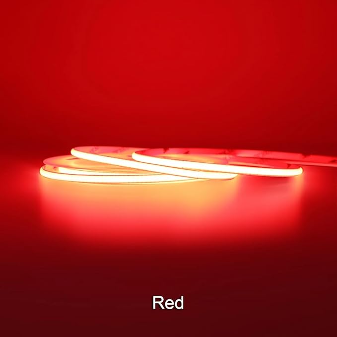 COB LED Strip Light, 16.4FT 12V Red Narrow Width 5mm Super Bright CRI 90+ Dotless LED Tape Light, 400LEDs/M Cuttable Flexible Dimmable Light Strip for Indoor Home Decor (No Power Supply)