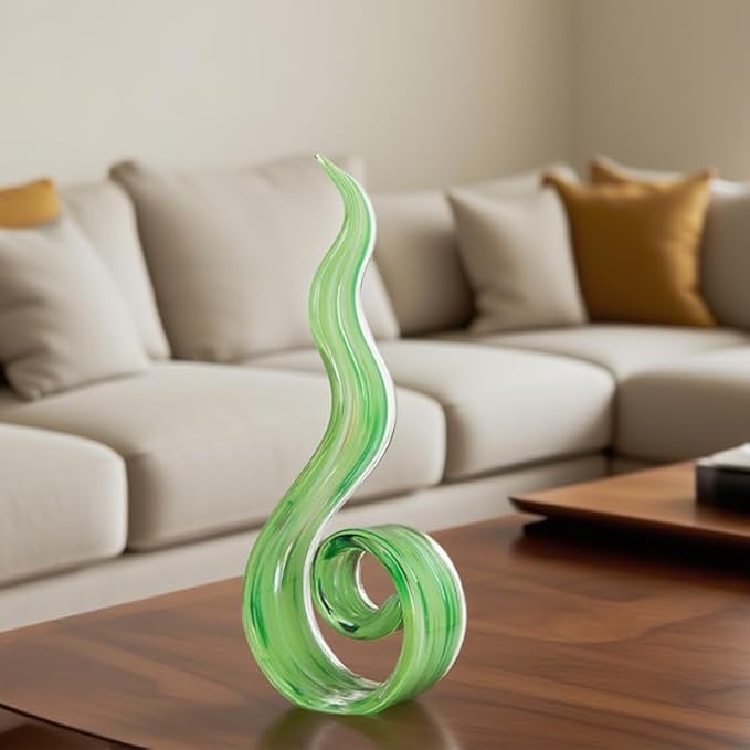 11.4" Tall Hand-Blown Glass Sculpture Murano-Style Sculpture Art Ornament Statue Figurines Home Decor Accent Piece Coastal Ocean Nautical Home Decor,Shelf,TV Stand,Tabletop Centerpieces,Wonderful Gift