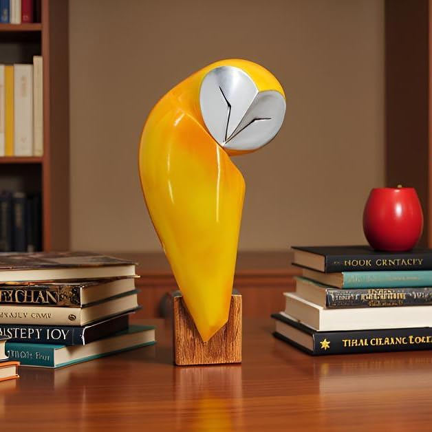 15 Inch Owl Statue for Home Decor Accents Office Decor, Handmade Owl Sculpture for Bookshelf Decor, Bookshelf Desktop Mantel Cabinet Living Room Bedroom Decorations