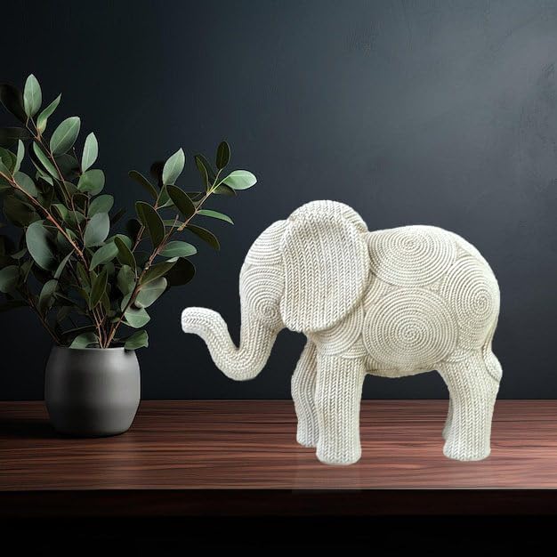 7-inch Resin Elephant Statue - Small Lucky Elephant Decor for Table & Living Room, Pair of Elephant Sculptures Home Decoration