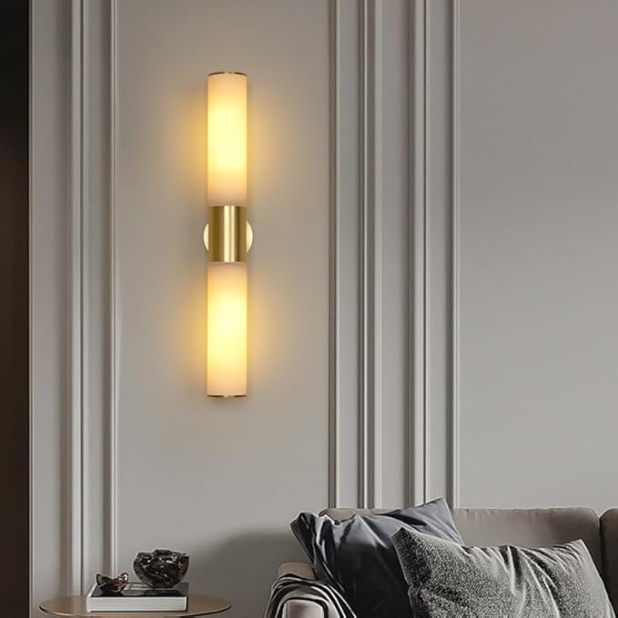 KSRYSZCQ Gold Wall Sconces Set of 2 Modern Indoor Dimmable Hardwired Wall Light with Acrylic Lampshade 18W Led Wall Lights for Bathroom Living Room Bedroom Hallway