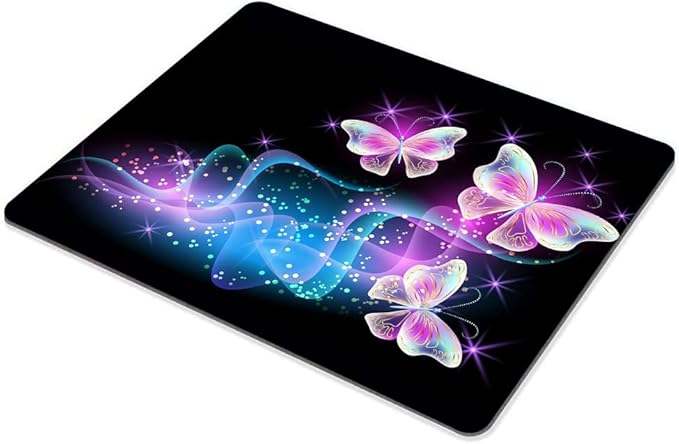 Glowing Night Pink Butterflies Mouse pad Customized Mousepad Non-Slip Rubber Base Mouse Pads for Computers Laptop Office Desk Accessories Mouse pad