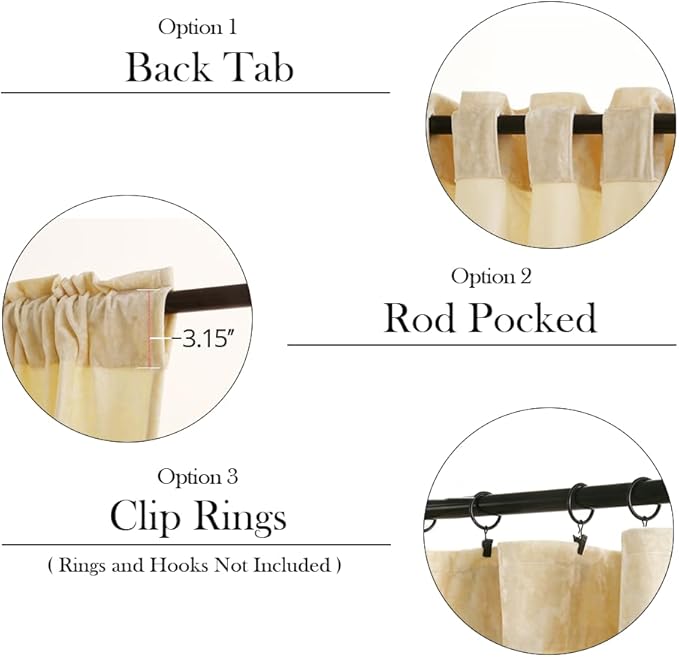 Velvet Blackout Curtains Soft Luxury 2 Panels Curtains for Bedroom Nursery Patio Doors Rod Pocket Back Tab Drapes Curtains for Living Room,52 by 108 Inch, Beige