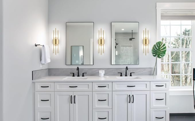 Wall sconces Set of Two, Gold sconces Wall Set of 2, 2-Light Modern Brushed Titanium Gold Wall Sconce, scones Lighting, Modern Wall sconces, for Living Room, Bathroom, Vanity, Staircase, Hallway