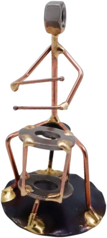 Drummer Collectible Handmade Metal Art Figurine, Desk Accessories, Trophy, Band, Office Décor, Band, Musical Instrument