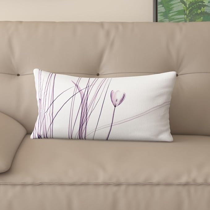 Textured Modern Minimalist Pillow Cover with Creative Floral Print, Digital-Printed Square Cushion Cover for Living Room Sofa (24 * 32inch-03024)