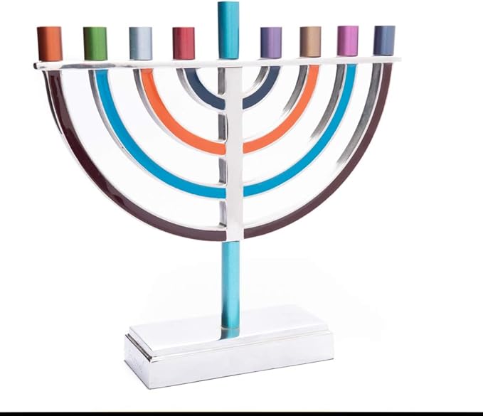Yair Emanuel Hanukkah Menorah Classic Style Colored Branches (Multi Color, Large)