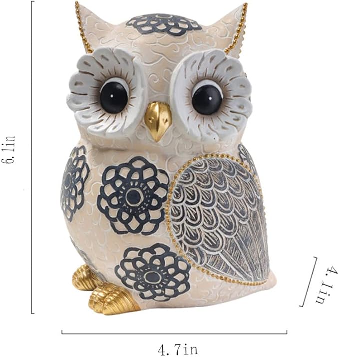 Oinas Cute White Owl Statue & Figurines for Home Decor - Adorable Gifts for Owl Lovers