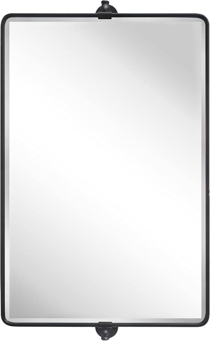 TEHOME Horizontal Pivot Mirror Black Tilt Mirror for Bathroom Beveled Metal Framed Pivoting Rectangle Bathroom Mirror, Overall 38.91x 23 inches (Mirrror 35 x 23 inches)