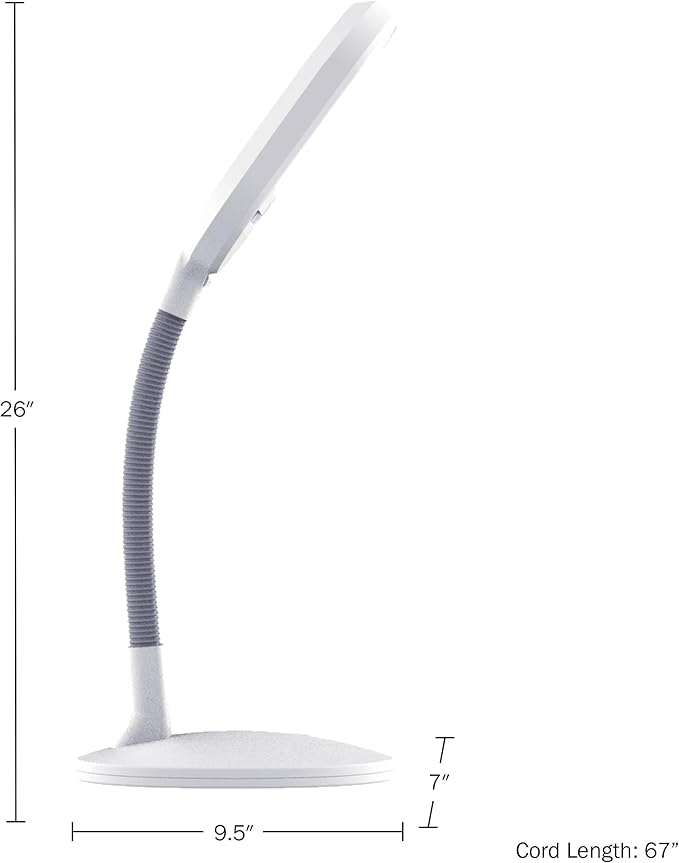 LED Desk Lamp - Sunlight Lamp with Adjustable Gooseneck Arm - Home and Office Desk Lamps Great for Reading and Crafting by Lavish Home (White)