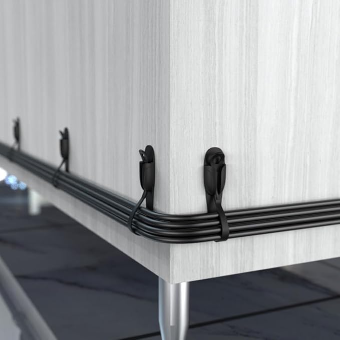 4 pcs Cord Organizer, BOSOIRSOU Silicone Cable Straps for Appliances, Self-Adhesive Cord Bundlers Cord Holder Cable Management, Reusable Cable Ties Wire Organizer