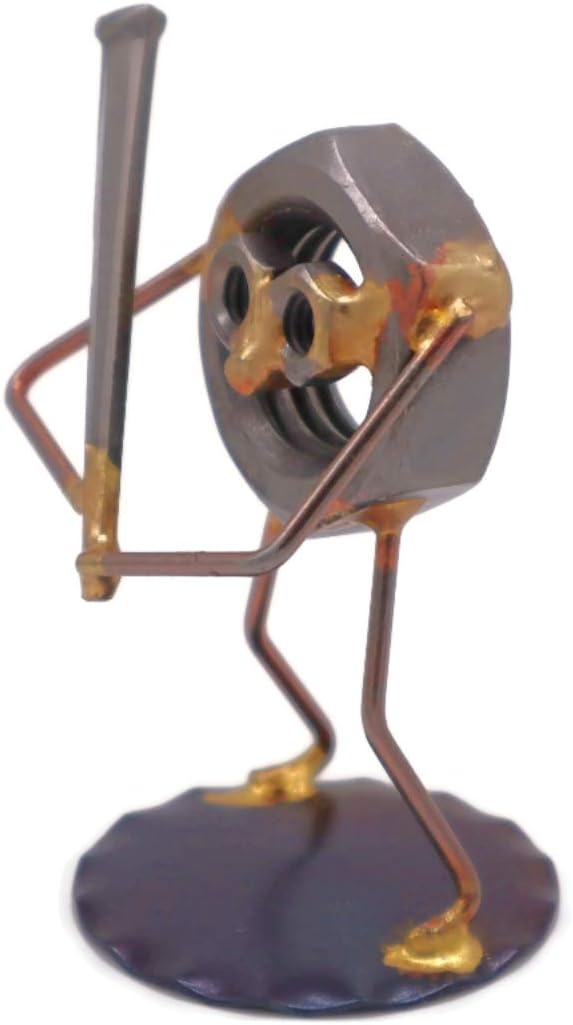 Baseball Nut Collectible Handmade Metal Art Figurine, Desk Accessories, Trophy, Boss Gift, Home Office Décor