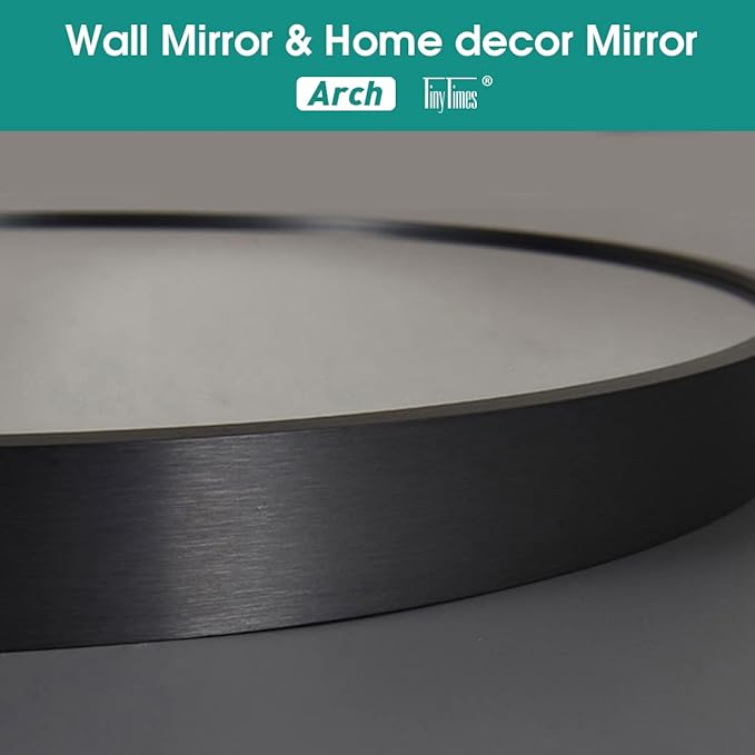 TinyTimes 24"x36" Arched Wall Mirror, Vanity Mirror, with Metal Frame, for Bathroom, Bedroom, Entryway, Modern & Contemporary Wall Mirror - Black