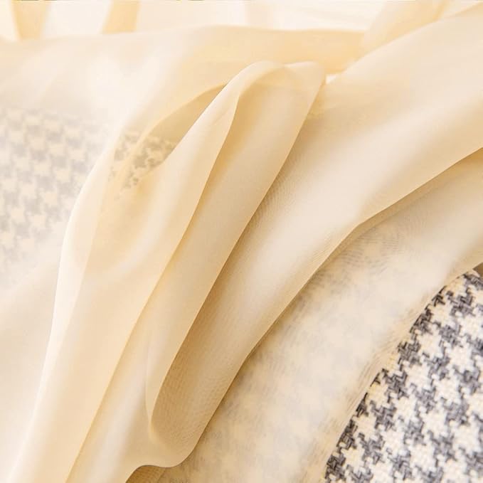 MIULEE 2 Panels Kitchen Tiers Half Window Sheer Curtains Rod Pocket Voile Drapes for Kitchen Bathroom Small Windows 29 by 24 Inch Cream Beige