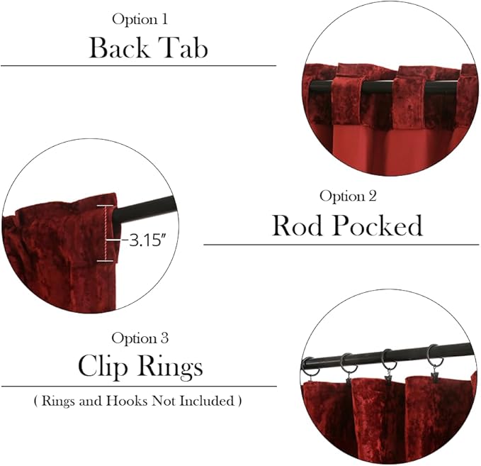 Liinas Velvet Blackout Curtains Soft Luxury 2 Panels Curtains for Bedroom Nursery Patio Doors Rod Pocket Back Tab Drapes Curtains for Living Room,52 by 108 Inch, Burgundy