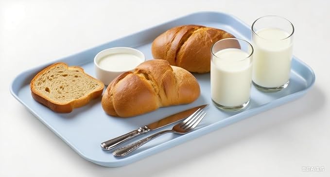 Cafe Fast Food Cafeteria Tray, FoodService Products, Eco-Friendly Wheat Straw & PP Plastic Tray - 17" X 12" X 0.6", Non-Slip Surface for Kitchen, Office - Beige