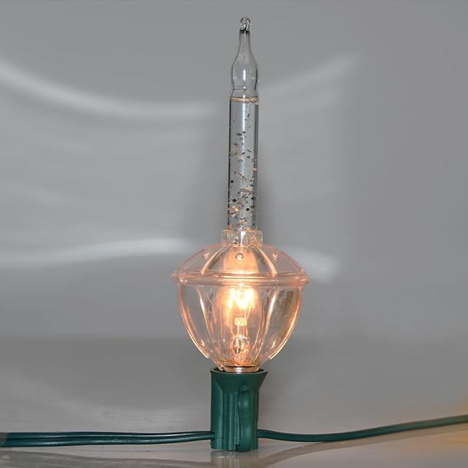 SUNSGNE Bubble Christmas Lights - 8.8Ft Vintage Christmas Lights with 10 Silver Glitter Bubble(1 Spare) for Holiday Christmas Lighting - Green Wire