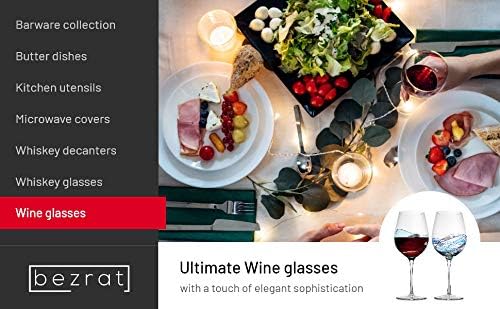 Bezrat Red Wine Glasses Set of 2, Hand Painted Wine Glass, Drinkware Essentials, 11" H, 28oz Wine Lover Large Glass, Glassware Gifts Ideas for Women Inspired by 'Duomo di Milano' Mothers Day (Gold)