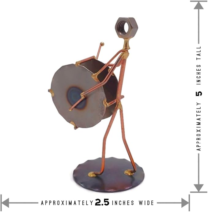 Bass Drum Collectible Handmade Metal Art Figurine, Desk Accessories, Trophy, Band, Office Décor, Band, Musical Instrument