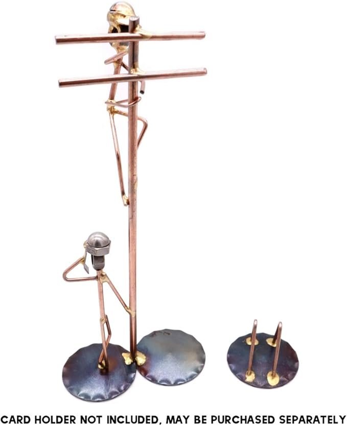 Lineman with Boss Collectible Handmade Metal Art Figurine, Desk Accessories, Trophy, Boss Gift, Office Décor, Climber