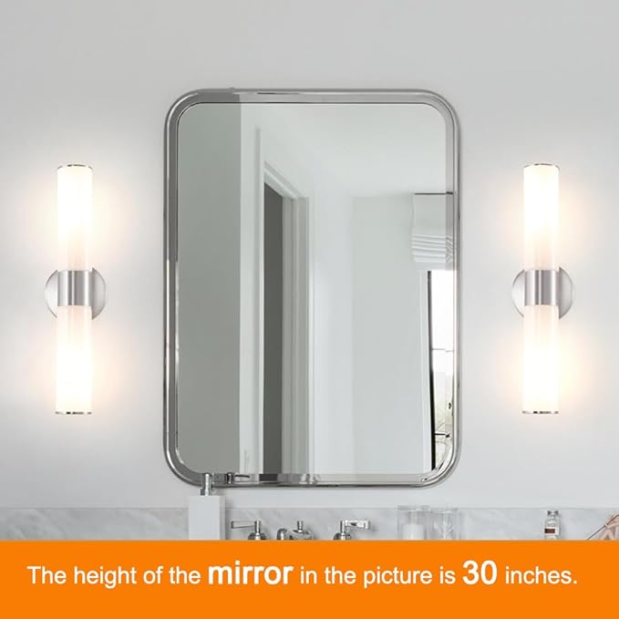 Brushed Nickel Wall Sconces Set of 2, Modern Bathroom Sconces with Mikly White Glass, Sconces Wall Decor Set of Two, Vanity Light Fixture over Mirror, Hardwired Wall Mount Lamps for Bedroom Hallway