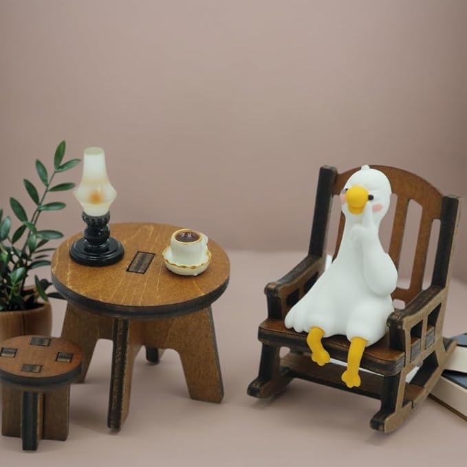 Miniature Ducks Figurines Statue, Adorable Ducks Collectibles Mini Sculpture for Shelf Desk and Bedroom Decor, Cute Home Decorations and Gifts (Sitting Posture Duck)