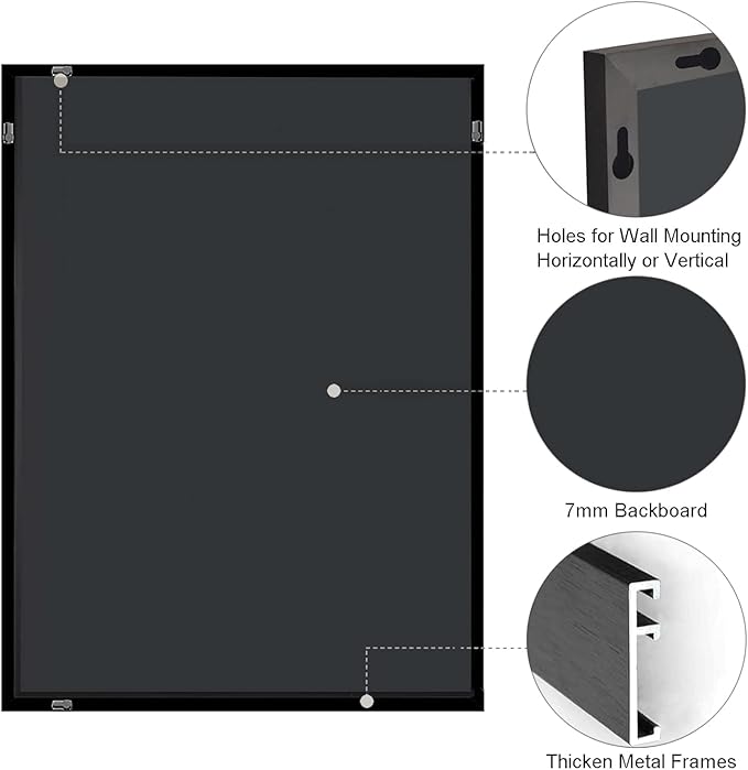 Bathroom Mirror 30x36 Inch, Black Frame Mirror 30"x36", Rectangle Wall Mounted Mirror, Metal Framed Vanity Mirror for Wall 30 by 36, Modern Mirror Hangs Horizontal Or Vertical