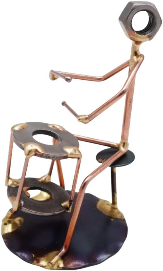 Drummer Collectible Handmade Metal Art Figurine, Desk Accessories, Trophy, Band, Office Décor, Band, Musical Instrument