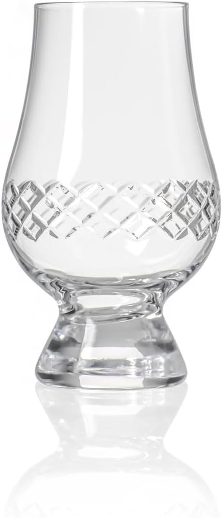 Rolf Glass Diamond Scotch Glass | 6.75oz Tasting Glass | Lead-Free, Diamond-Wheel Engraved | Designed and engraved in the USA | Etched Crystal Glassware for Whiskey, Bourbon, Scotch | Set of 4
